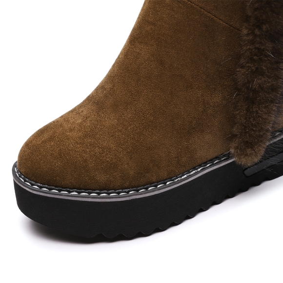 Womens Wedge Winter Warm Faux Fur Ankle Boots - Picture 8 of 8
